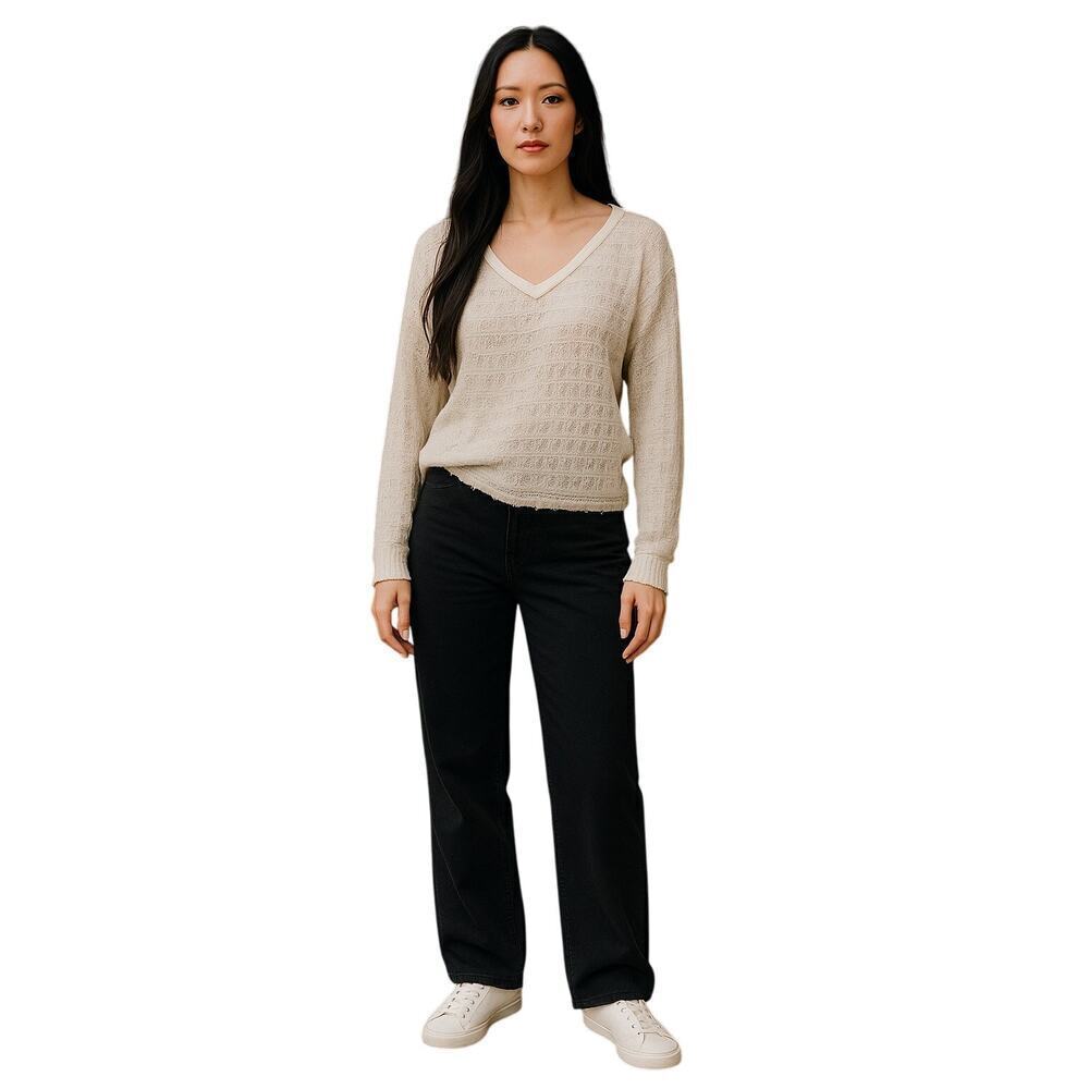 We The Free by Free People Crochet Knit Long Sleeve Top Women’s Small White